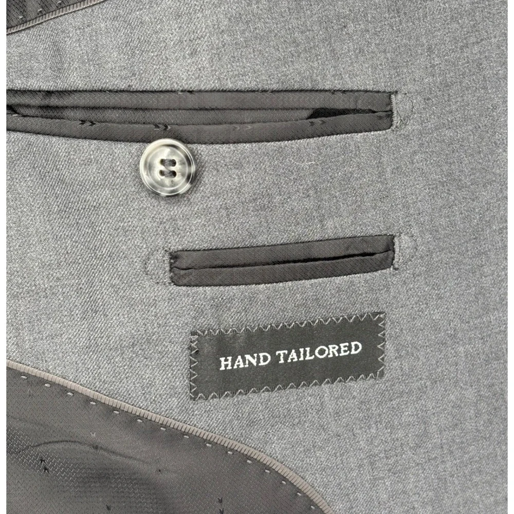 Angelo Rossi Suit Set Mens 44R 38W Charcoal Grey 2-Piece Micro-Tech